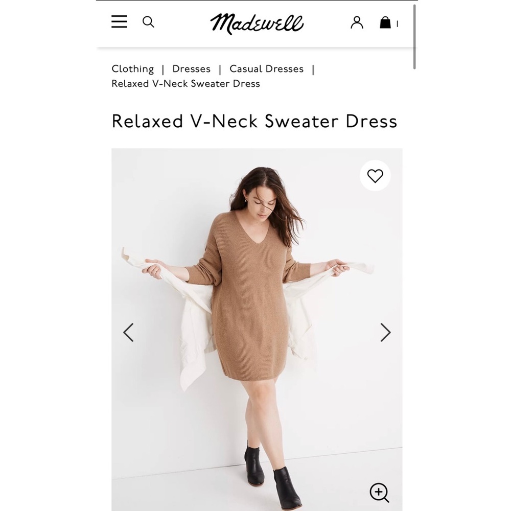 Madewell Brown V-Neck Sweater Dress